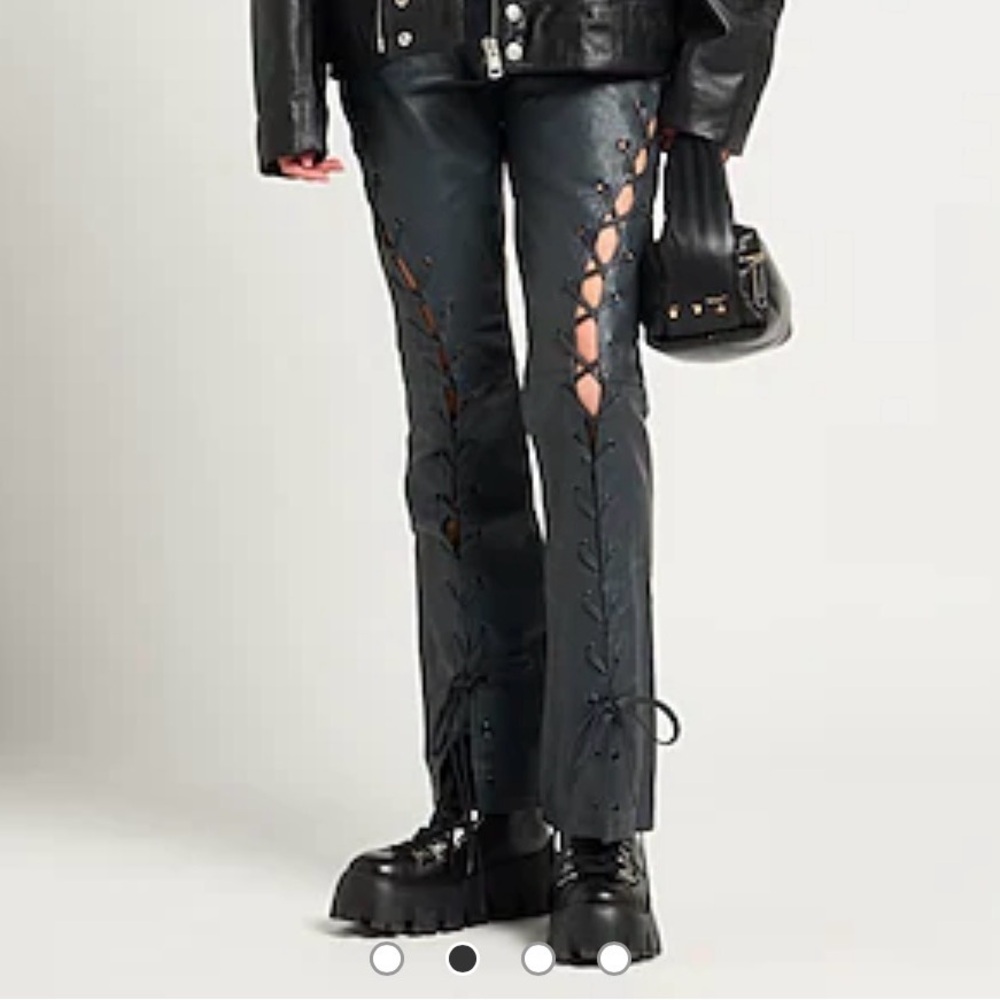 Lace-Up Leather Pants Nike air Jordan  cactus jack size 0 leather nwt sheer